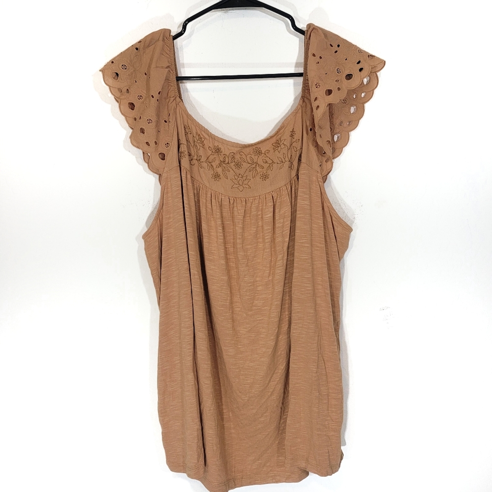 Torrid Knit Square Neck Eyelet Embroidered top 4X